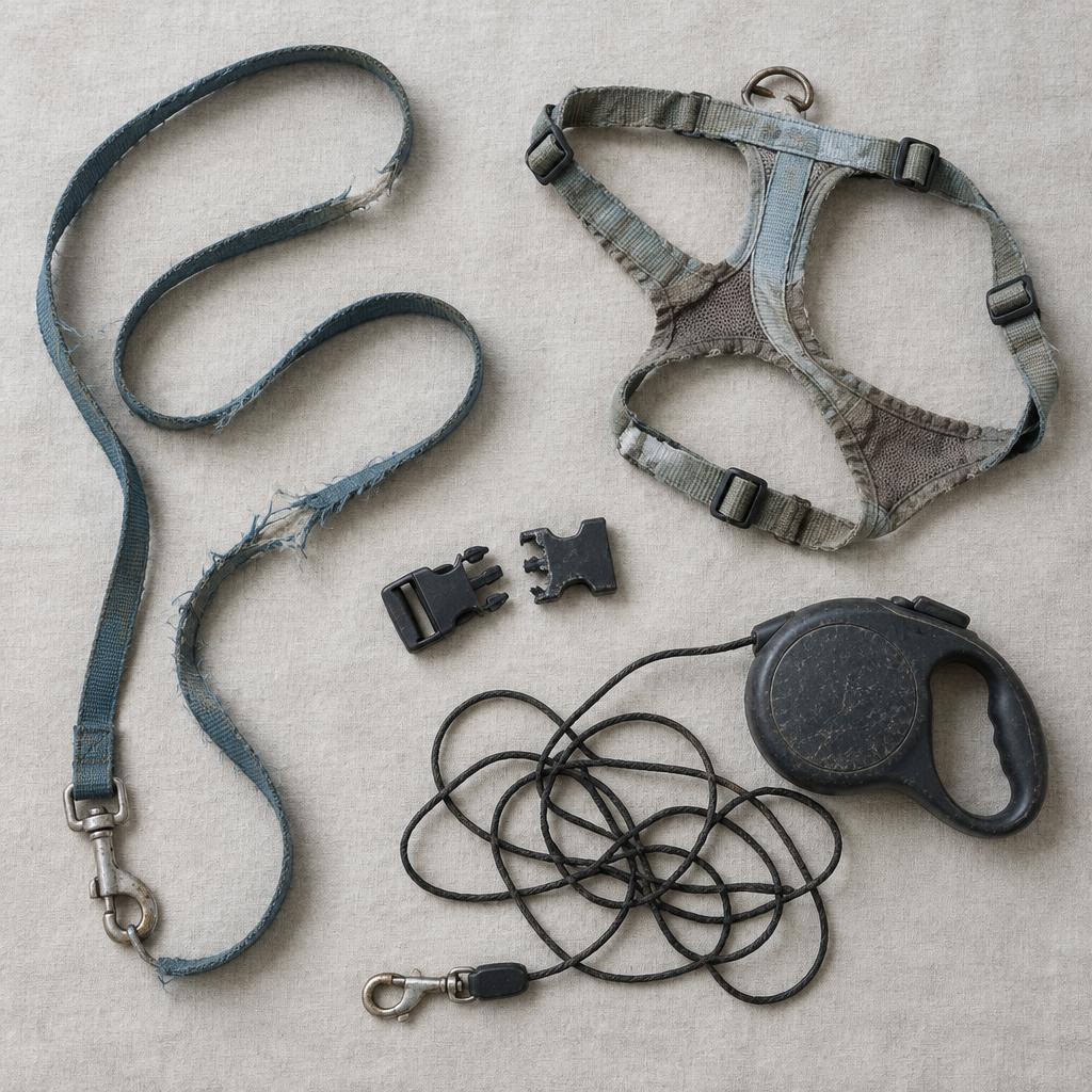 Failed-solutions X-out card · GOOD HARNESS: ONE HOLD · TIGHTER: STILL ONE HOLD · COLLAR ALONE: SLIPS TOO · SPECIALIST: STILL ONE HOLD · THE FIX: A SECOND HOLD